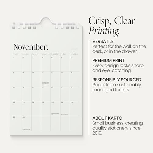 Karto Small Wall Calendar 2026-2027 6x9 in - New Beige