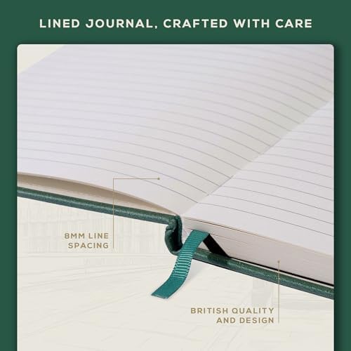 BEECHMORE BOOKS A5 5x8 Lined Leather Journal For Men, 120 GSM with Gift Box
