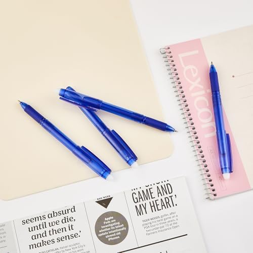 Volcanics Blue Erasable Gel Pens, 36 Pack, 0.7mm Fine Point | Capped Gel Ink Pens Erasable For School, Office, Students, Teachers, Note Taking, Journaling And Everyday Writing