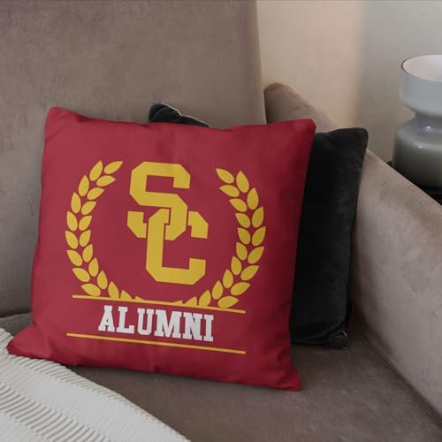 Northwest NCAA USC Trojans Alumni Double-Sided Printed Throw Pillow, Soft Decorative Polyester Fan Cushion, Couch Bed or Game Room Decor, 18 x 18 in