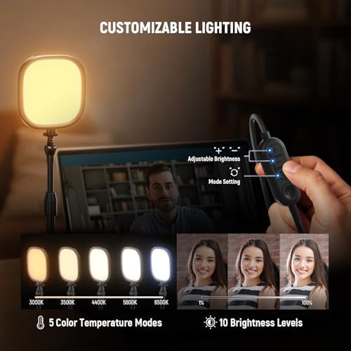 NEEWER Basics 5" Full Screen LED Ring Light with Stand for Desk Video Calls, CRI95, 10W Bi Color Edge Lit Zoom Conference Lighting for Computer Laptop Webcam Phone Streaming Recording, NL10