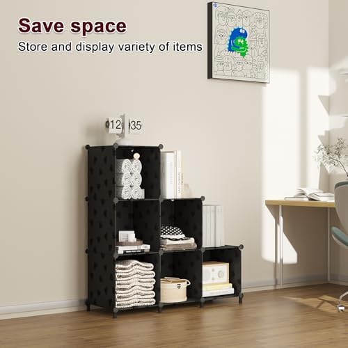UNKU 6 Cube Storage Organizer, Closet Organizer Storage Shelves, Black