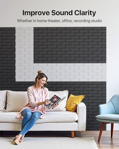 Soundsbay 12-Pack Brick Acoustic Panels, Self-Adhesive, 12"X12"