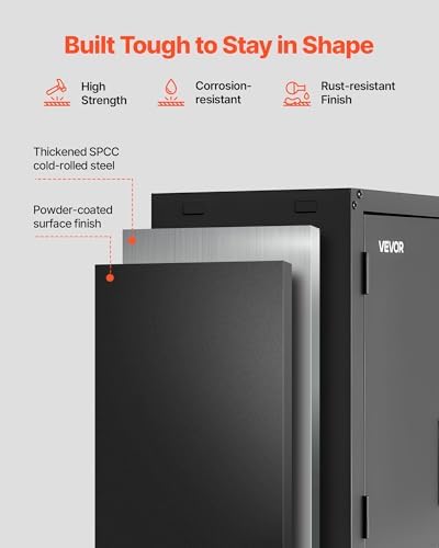 VEVOR Metal Wall Cabinet, 30W x 12.01D x 30H Inch, Steel Floating Hanging Storage Cabinet with Locking Doors and Adjustable Shelf for Garage, Basement, Kitchen, Warehouse Assembly Required, Black
