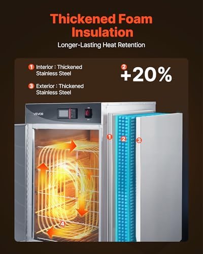 VEVOR Electric Hot Box Food Warmer, 5-Tier Commercial Warming Cabinet with Water Tray, Single-Door and Adjustable Shelves, Stainless Steel Food Warmer Cabinet, for Restaurant, Kitchen, Pizza, Chicken