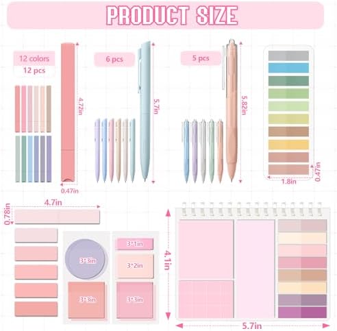Jutom 41 Pcs Aesthetic Book Annotation Kit with Pencil Bag Bible Journaling Kit Notebook Sticky Note Tab Highlighter Black Ink Pen Page Marker School Office Supplies Christmas Bible Lover Gift(Pink)