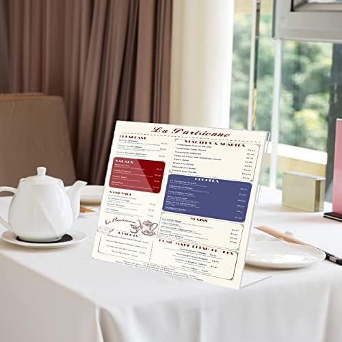 Acrylic Sign Holder 8.5 x 11 Horizontal 6 Pack Slant Back Acrylic Stands for Display Plexiglass Clear Acrylic Display Stands for Ad Frame, Picture Photo Frames, Promotions, Restaurants, Office