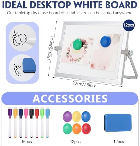 AmazingSpark 12 Pcs Small Dry Erase White Board with Stand 6 x 8'', White