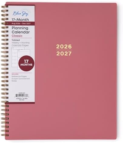 Blue Sky 2026-2027 Weekly & Monthly Academic Planner, 8.5"x11", Dusty Rose