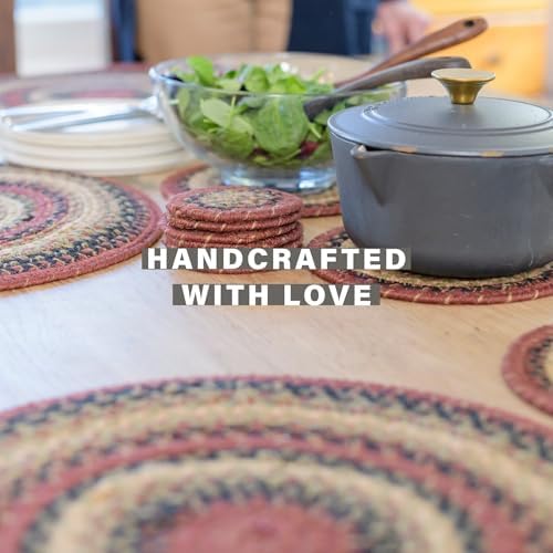 Homespice Highland Braided Placemats for Cabin Decor, Round 15" Set of 2