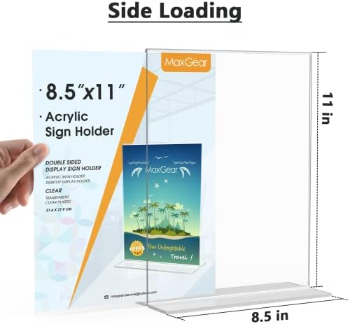 MaxGear 12 Pack Acrylic Sign Holder 8.5x11, Double-Sided Display, Vertical