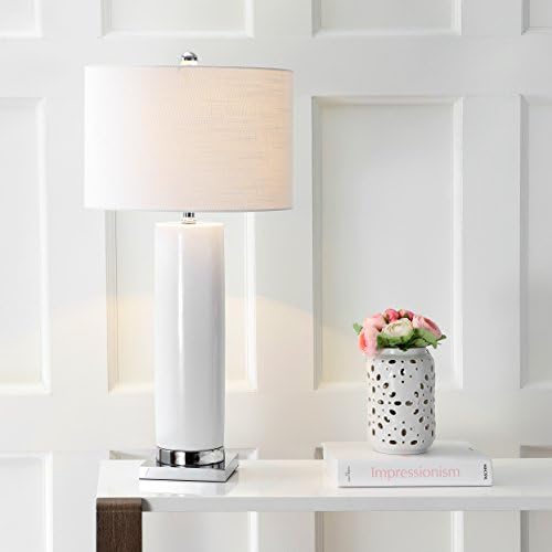 JONATHAN Y Dallas LED Table Lamp Ceramic Metal 31.5", White/Chrome