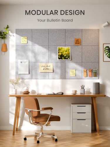 Bumusty 48"x 36" Large Felt Bulletin Board Tiles, Soft Gray