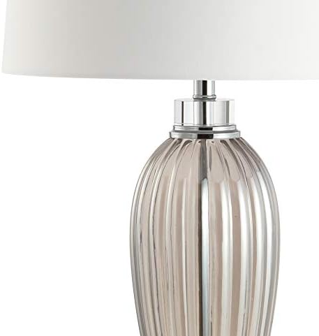 JONATHAN Y Julian 33.5" Traditional Fluted Glass Table Lamp, Smoked Gray