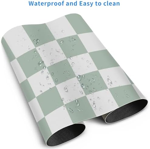 Checkered White and Green Desk Mat Large Gaming Mouse Pad Cozy