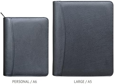 Fan&Ran 2027 Zipped Planner Organizer, Weekly and Monthly Refills with Simulated Leather Cover, Personal Size, Black