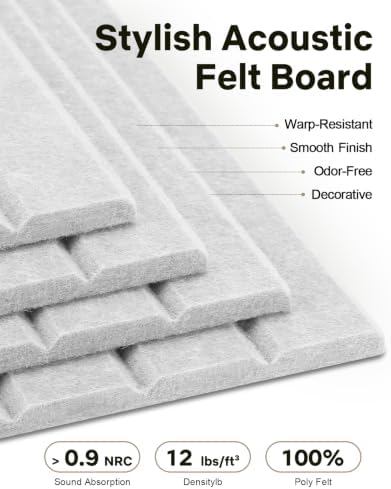 48" x 36" Large Cork Bulletin Board Tiles, Peel and Stick Felt Wall Panels for Vision, Message Center, Picture and Prayer Board for Office, Dorm, Room and Desk Decor(Cold White)