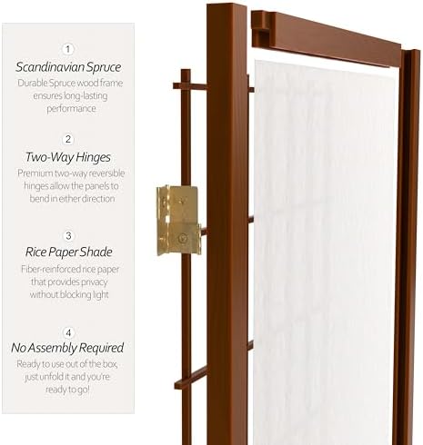 4 ft. Short Window Pane Shoji Screen - Walnut - 6 Panels