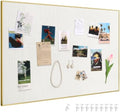 SELEAD Linen Bulletin Board 30” x 20” - Golden Aluminum Frame, Beige Fabric