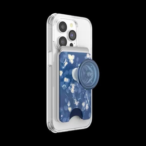 PopSockets Phone Wallet for MagSafe with Grip- Phantom Aspen | PopWallet, Holds 3 Cards, Magnetic, Removable, Secure, Blue, Light Blue, Baby