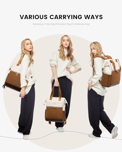 LOVEVOOK Laptop Backpack for Women, 15.6 Inch Work Laptop Bag with USB Port, Fashion Teacher Nurse Backpack Purse, Waterproof Travel Computer Backpack with Organizer Bag, 2PCS