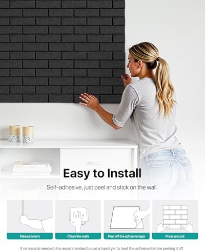 Soundsbay 18-Pack Brick Acoustic Panels, Self-Adhesive, 12"X12"