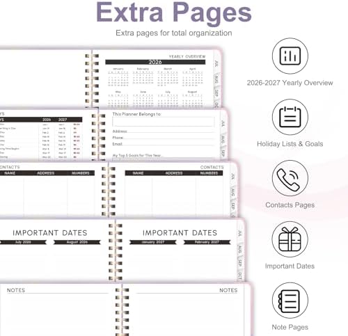Planner 2026-2027, Weekly and Monthly Academic Planner, July 2026 - June 2027, Hardcover Calendar Agenda Book for School Year Planning, School Supplies for Teacher and Student, A5(6.3'' x 8.5'')