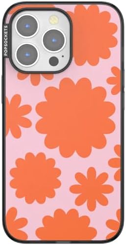 PopSockets iPhone 13 Pro Phone Case with MagSafe- Floating Florals | Magnetic, Wireless Charging, Camera & Drop Protection, Hot Pink, Flower, Floral