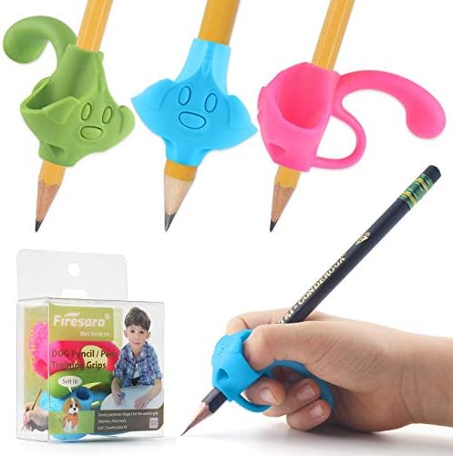 Firesara training grips for pencil, Original Training Grips Puppy Design Posture Correction for Kids Preschoolers Children Adults Special Needs Handwriting Aid for Lefties or Righties (3PCS)