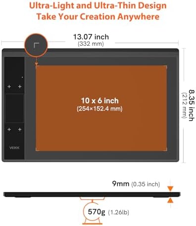VEIKK A30 V3 Drawing Tablet, 10x6,16384 Levels Pressure Battery Free Pen