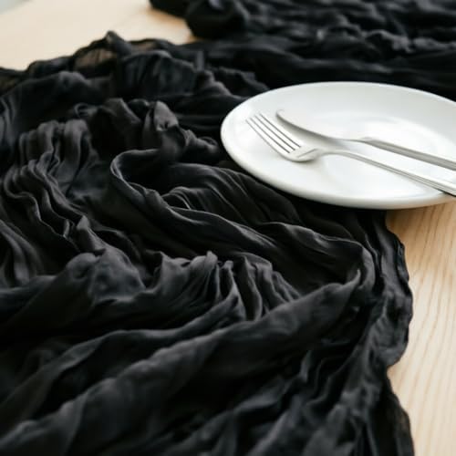 Halloween Holiday Black Cheesecloth Table Runner 120in Home Decor