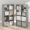 Furinno Cubicle Book Shelf Set of 2, 8-Cube Bookshelf, Light Grey