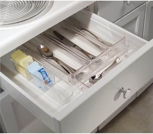 iDesign Plastic Drawer Organizer Bins, Set of 3, Clear