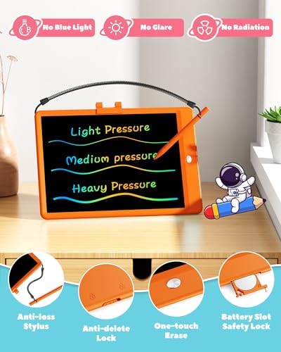 ORSEN LCD Writing Tablet 10 Inch, Colorful Doodle Board Drawing Tablet, Erasable Reusable Writing Pad, Educational for 3-8 Year Old Girls Boys(Orange)