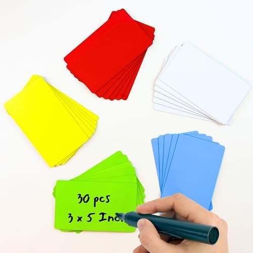 Availey 30 Pieces (3 x 5) - Full Colored Magnetic Dry Erase Labels - Reusable Strips for Classroom Home Office Garage Refrigerator Blank Writable Erasable Cards Name Tags Students Locker Shelf