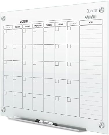 Quartet Dry Erase White Board 48"W x 36"H Glass Calendar, Magnetic Planning Board, White (GC2418F)