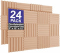 Foam Factory Inc 24 Pack Color Acoustic Foam Panel Studio Soundproofing Wedge Wall Tiles 12” X 12” X 2” (Rosy Beige)