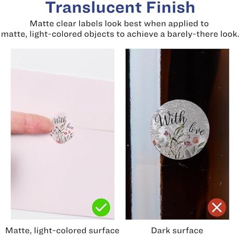 Avery Matte Clear Round Labels, Sure Feed Technology, 1.5" Diameter, 500 Matte Clear Labels, Print-to-The-Edge, Laser/Inkjet Printable