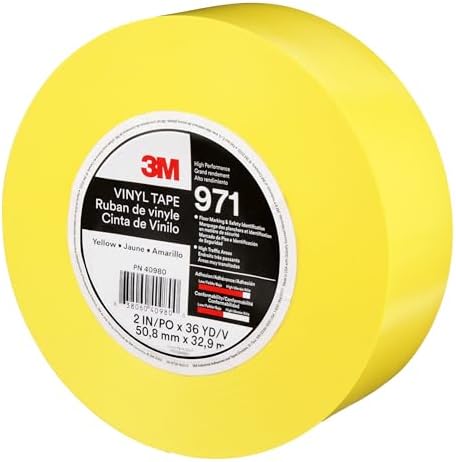 3M Durable Floor Marking Tape 971, Yellow, 2 in x 36 yd, 17 mil, 1 Roll