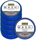 Scotch Expressions Glitter Washi Tape, Arts and Crafts Tape, .59 in x 196 in, Dark Blue Glitter, 6 Rolls