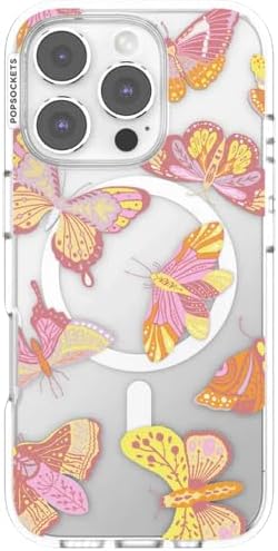 PopSockets iPhone 16 Pro Phone Case with MagSafe- Sunset Mariposa | Magnetic, Wireless Charging, Camera & Drop Protection, Butterfly, Moth, Luna, Western, Boho, Aesthetic