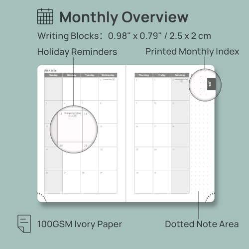 POPRUN Pocket Planner 2026-2027, Purse-4" x 6.25", Academic Pocket Calendar