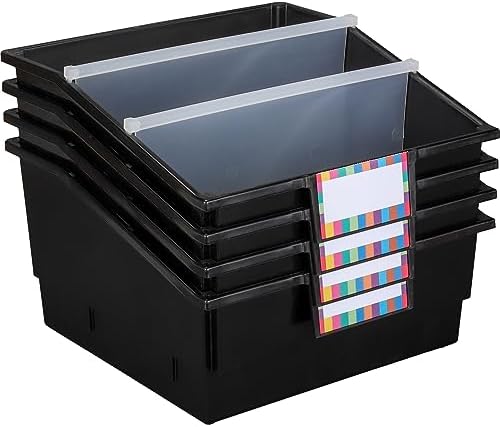 Really Good Stuff Black Picture Book Classroom Library Bins, 4 Pack