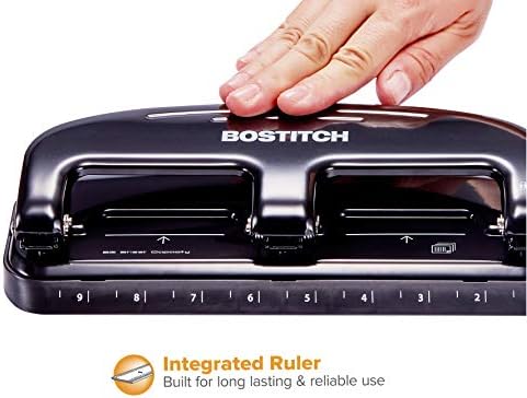Bostitch Office EZ Squeeze 20 Sheet Standard 3 Hole Punch, Metal Construction, Silver/Black (HP20)