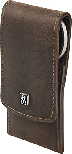 ZWILLING Beauty TWINOX 4-pc Manicure and Pedicure Set with Brown Leather Case, Travel Size Set for Hands and Feet, Nail Care, Genuine Leather
