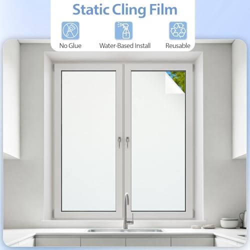 GTJ White Frosted Window Privacy Film, Static Cling No Glue, 23.6 x 78.7 in