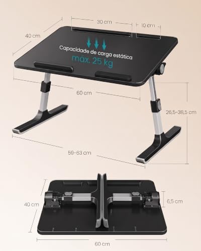SONGMICS Laptop Bed Desk, Adjustable Lap Desk for Bed with 8 Heights