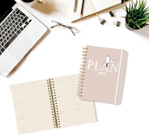 Graphique Peanuts 18 Month Planner, July 2026 – Dec. 2027, Hardbound Spiral Planner with Monthly Tabs, Holidays & Reminder Stickers, 6 x 8