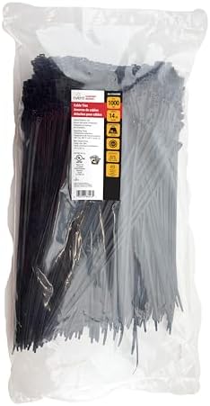 Gardner Bender 46-315UVBM DoubleLock Cable Tie, 14 Inch., 75 lbs. Tensile Strength, Wire / Cord Management Industrial and Household Use, Nylon Zip Tie, 1000 Pk., UV Resistant Black