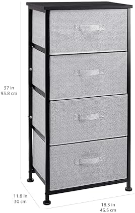 Amazon Basics Fabric 4-Drawer Storage Organizer Unit for Bedroom Closet, Black
